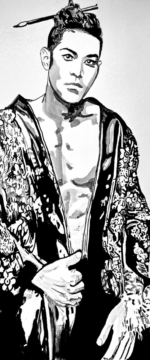 Young man  in kimono / 42 x 29.7 cm by Alexandra Djokic