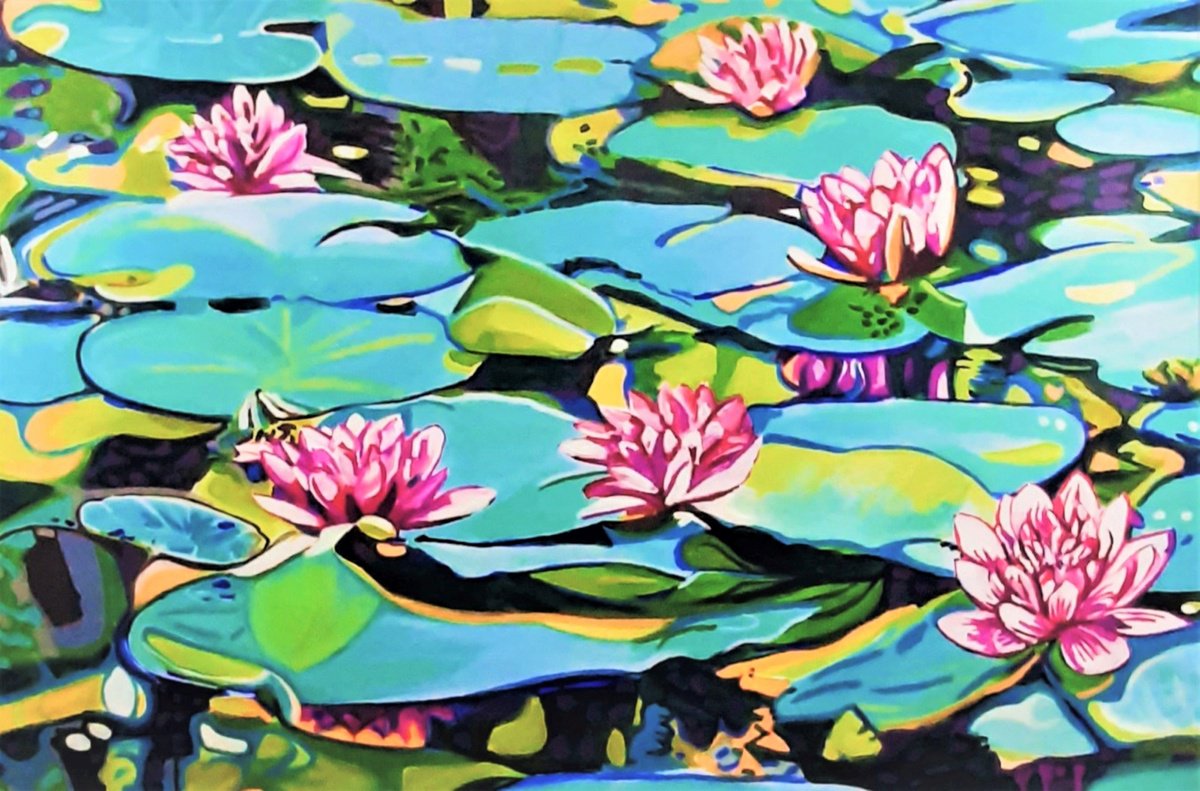 XXXL Water Lilies / 140 x 90 x 3 cm by Alexandra Djokic