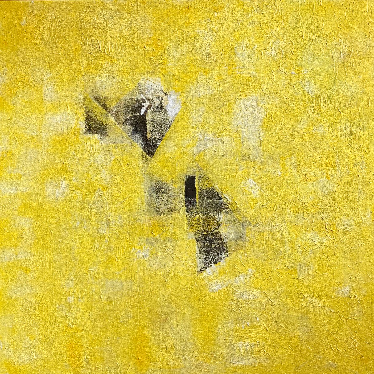 Abstract Acrylic Painting By Arti Chauhan, 24 X 24, Yellow Abstract, Original Artwork