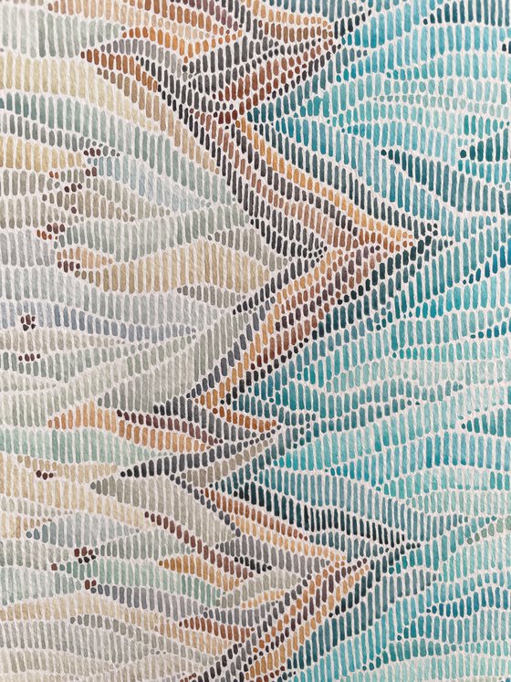 Frozen River - abstract watercolor landscape in unique style