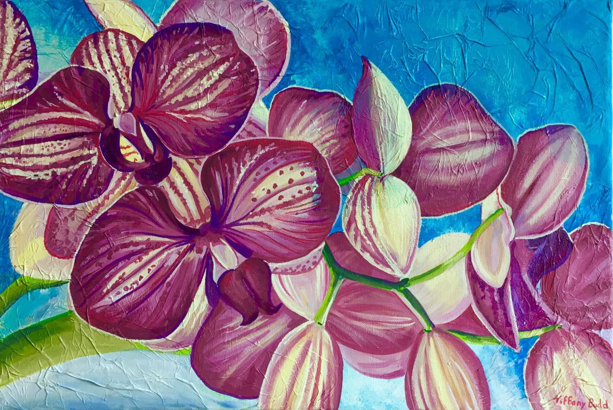 Botanical Acrylic Painting By Tiffany Budd, 24 X 16", Orchids, Original Artwork