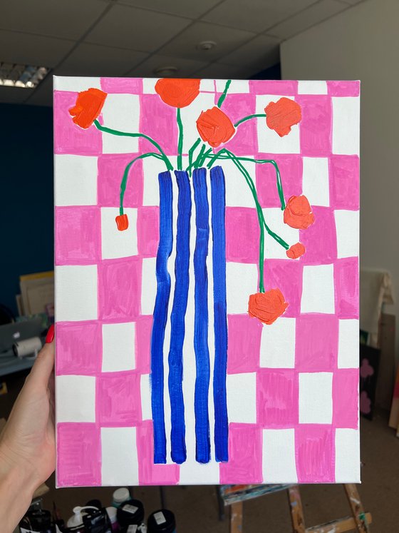 Pink Checkered Matisse Vase
