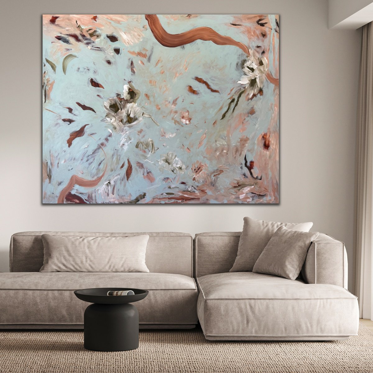 Abstract Botanical Acrylic Painting By Kylie Sams, 60 X 48", Symphony, Original Artwork