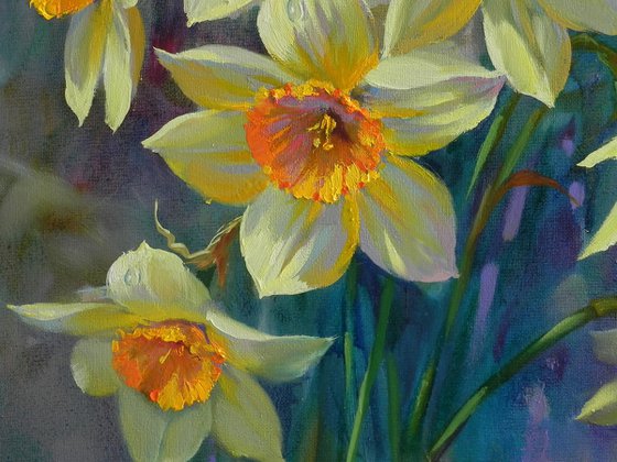 "Narcissus" Original painting Oil on canvas Home decor