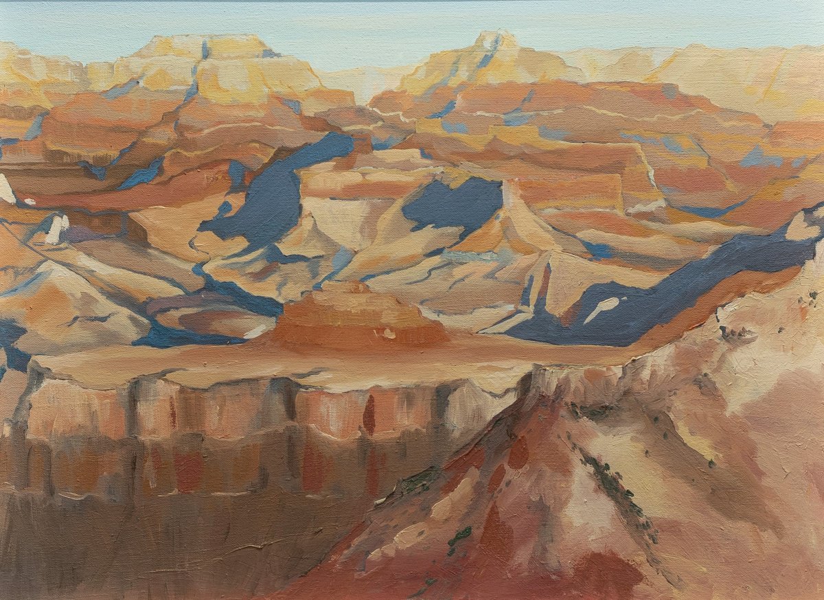 Expressive Landscape Oil Painting By Lucy Fiona Morrison, 34 X 26", Rock Formations, Original Artwork