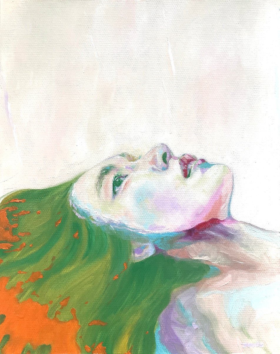 Expressive Portrait Oil Painting By Joule Kim, 10 X 12", Beyond The Gaze, Original Artwork