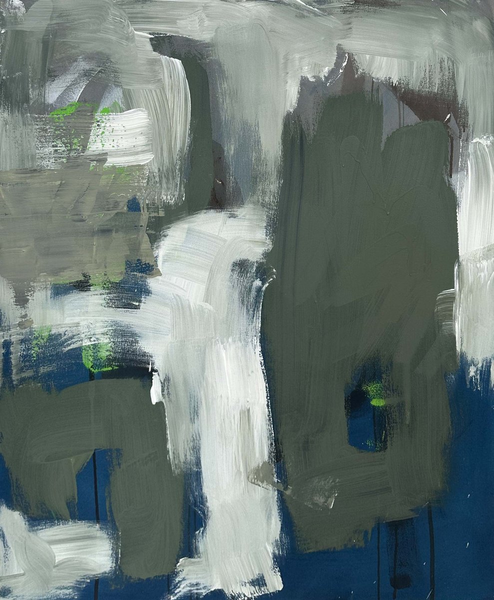 Abstract Acrylic Painting By Omar Obaid, 35 X 47", Give It Some Time, Original Artwork