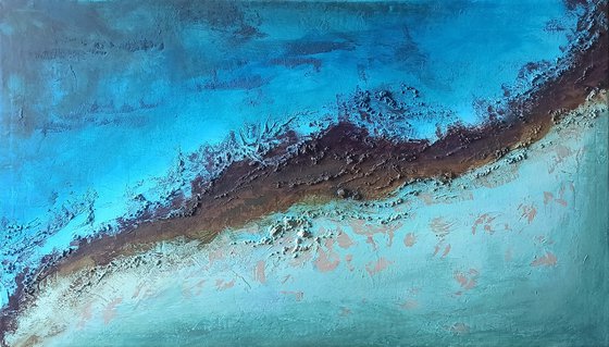 Abstract seascape - (40x70cm, oil painting, ready to hang)