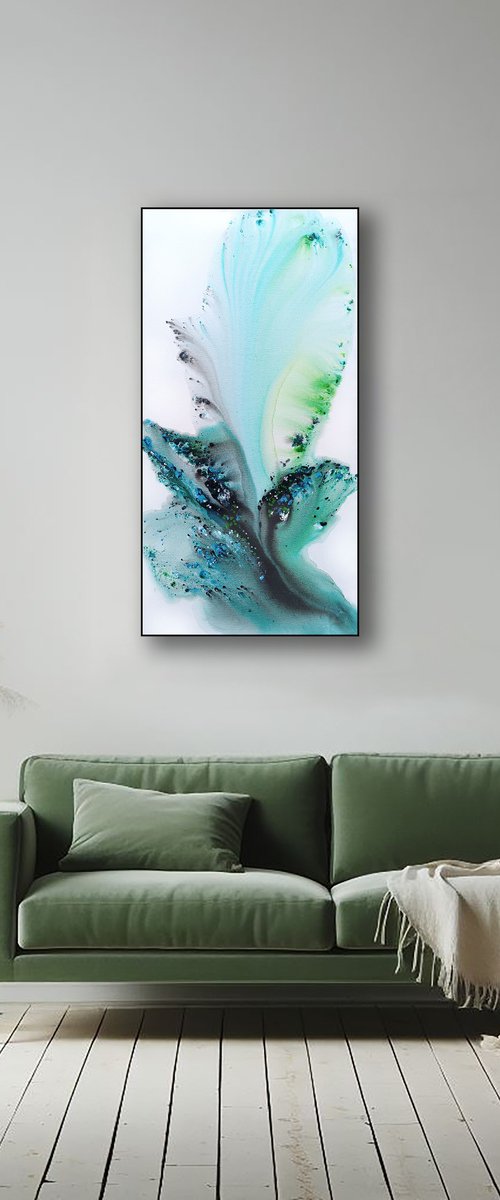 Nature 566 — Abstract Teal Surge by Muriel Napoli