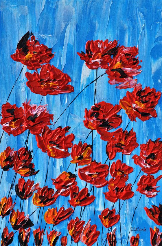 Poppies On Blue