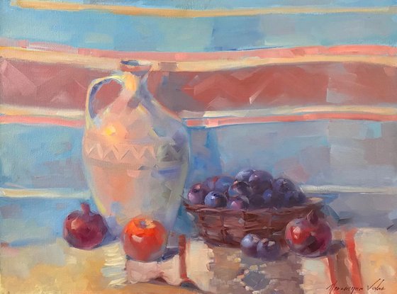Still life with Jug, Original oil painting  Hand painted artwork One of a kind