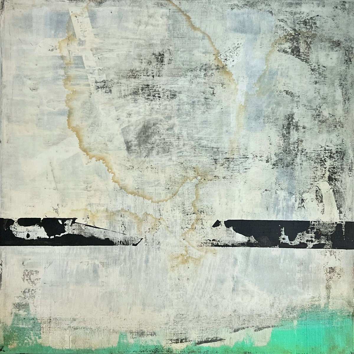 Abstract Painting By Sergio Aranda, 20 X 20", Green Tide Rising, Original Artwork