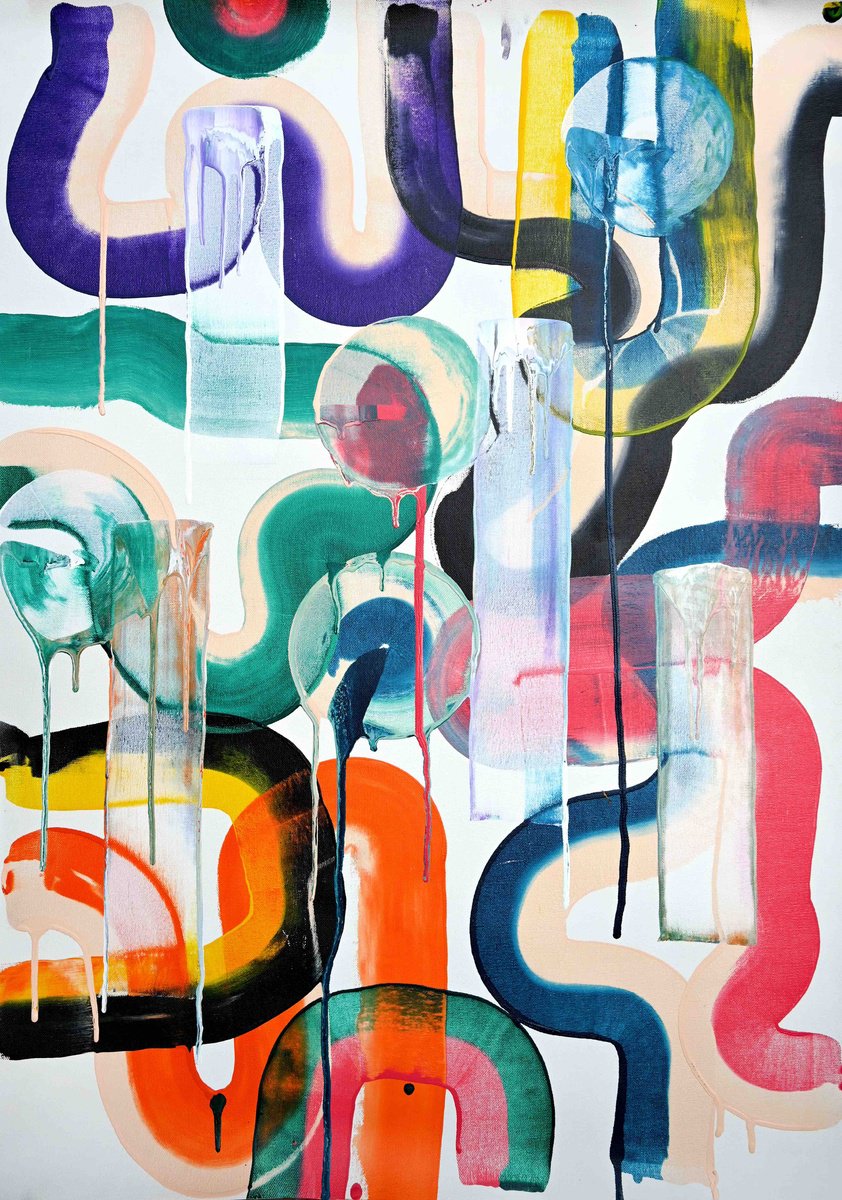 Abstract Acrylic Painting By Sumit Mehndiratta, 25 X 36", Composition No. 467, Original Artwork