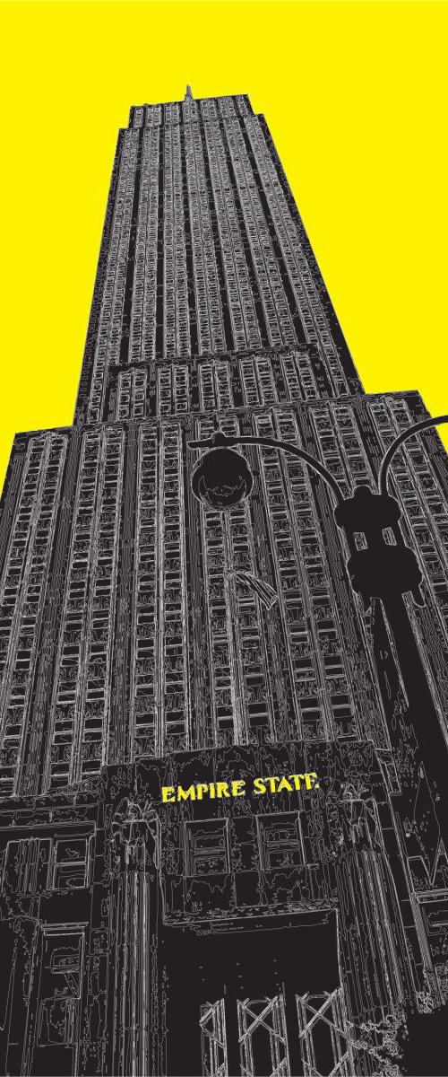 Empire State Building 2 NY on yellow by Keith Dodd