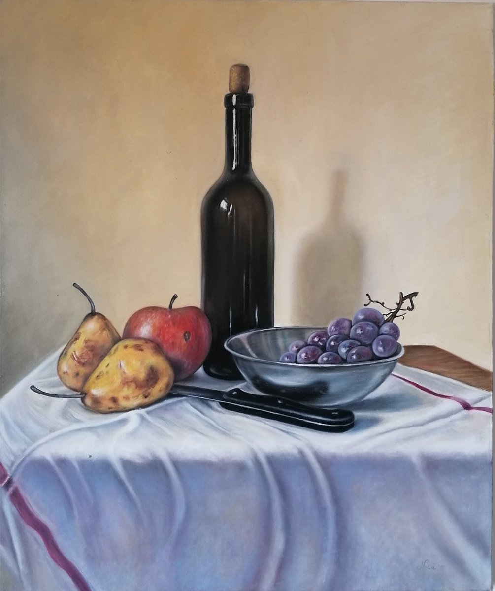 Photorealistic Still Life Oil Painting By Nelaart, 20 X 24", Still Life, Original Artwork