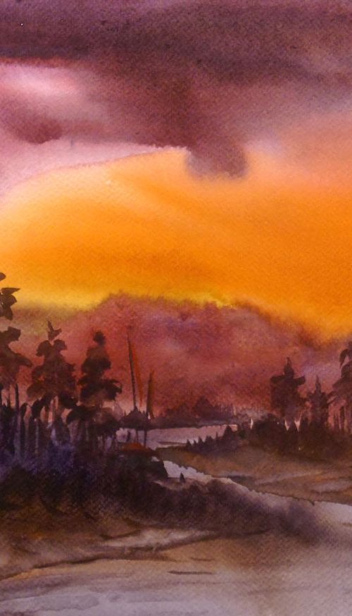 Sunset Mountain Landscape by Samiran Sarkar
