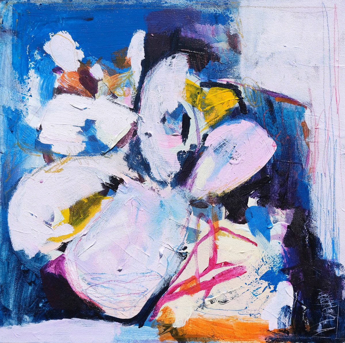 Expressive Abstract Acrylic Painting By Egle Ra, 20 X 20, Unbroken Beauty, Original Artwork