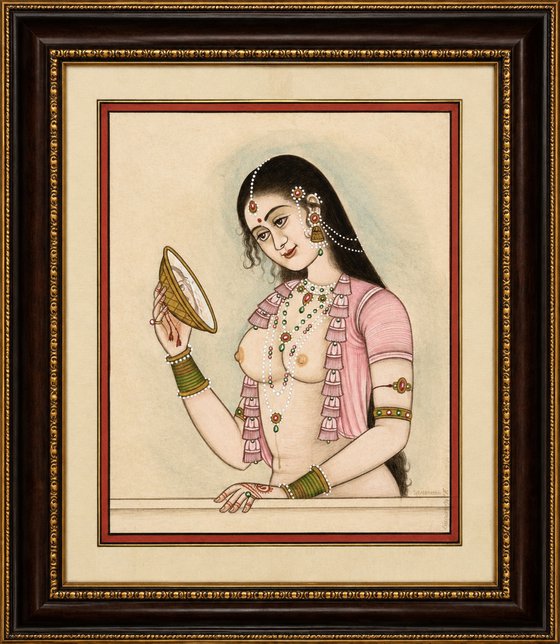 Original Indian Miniature Lady Portrait