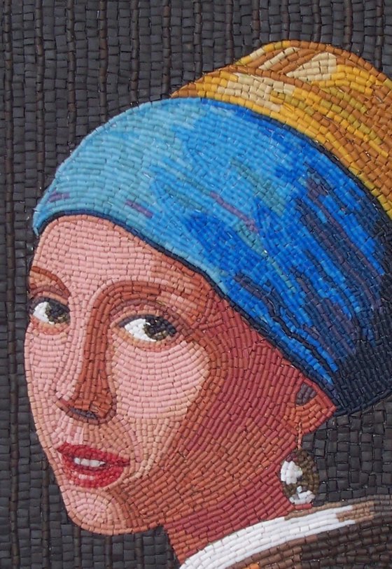 Girl with a Pearl Earring -  Micro mosaic porcelain portrait art