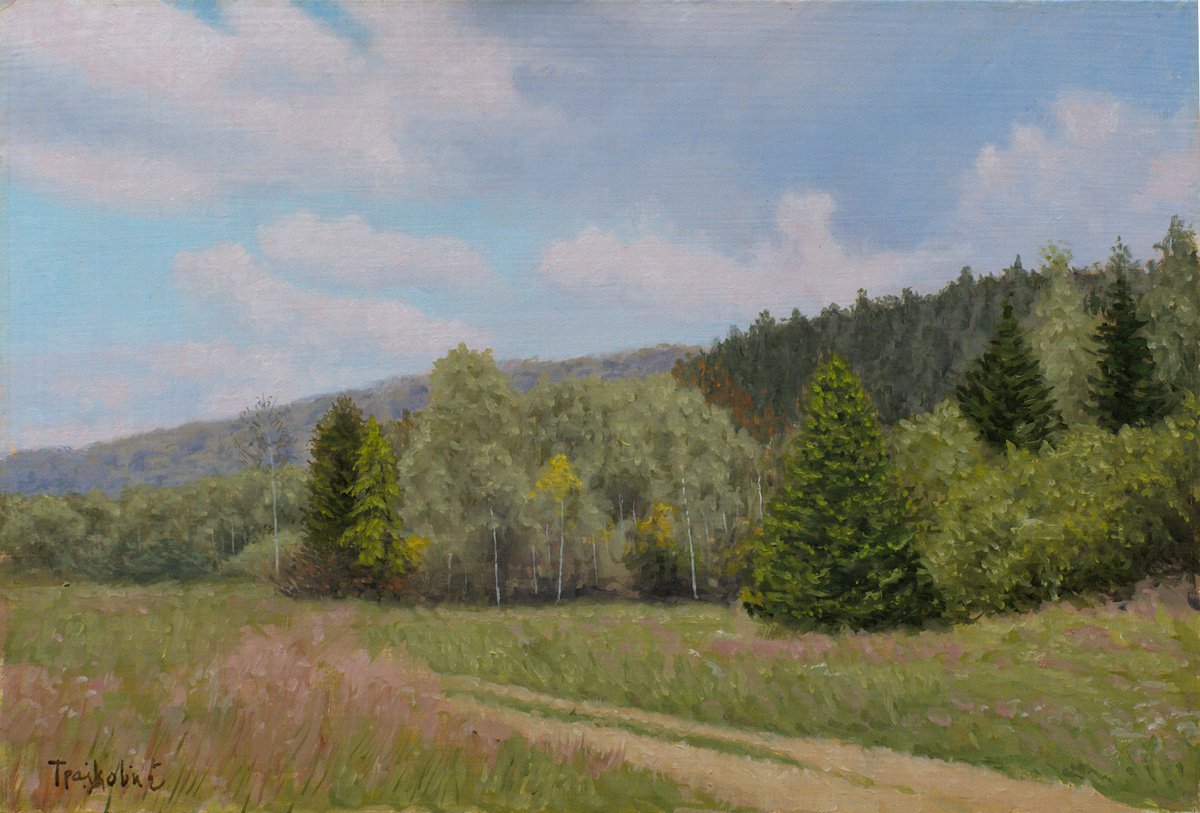Impressionistic Landscape Oil Painting By Dejan Trajkovic, 19 X 14, Escape To Landscape, Original Artwork