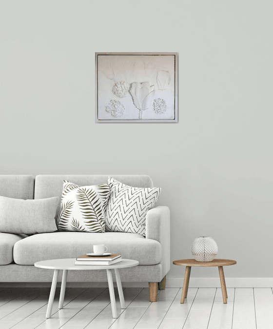 Colourful white tulip (framed artwork)