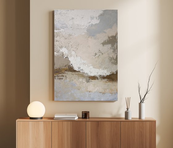 "Fjord 2" Abstract blue brown textured art