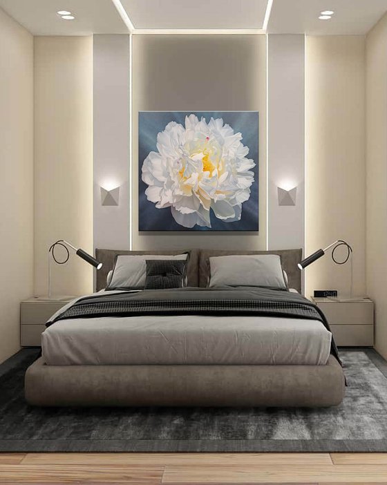 Snow-white peony