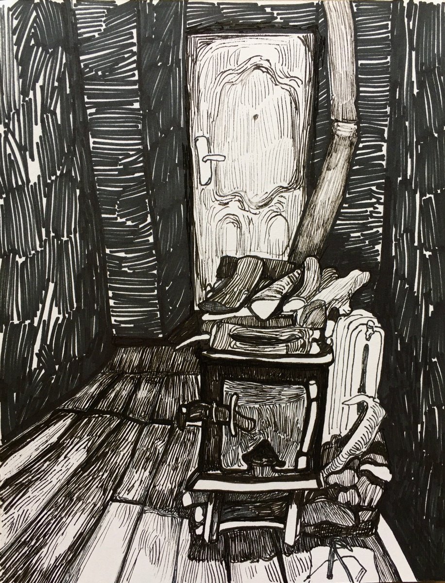 Impressionistic Drawing , - The Old Stove - ? By Raffi Ghazaryan, 7 X 9, Artwork For Sale On Artfinder