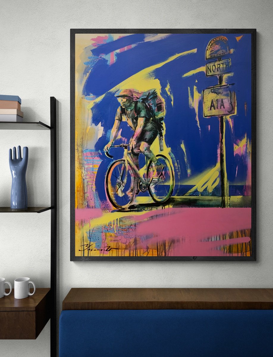 Bright big painting - Young cyclist - Urban Art - Pop Art - Bicycle - Street Art - City... by Yaroslav Yasenev