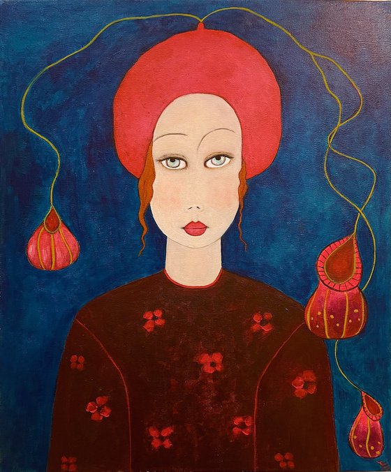 THE LADY WITH A STRAWBERRY BEANIE