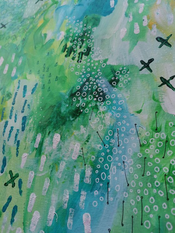 Green abstract on A3 paper