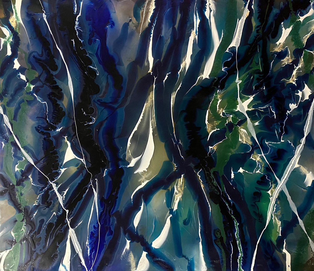 Original Painting - Resin art on large canvas - wall art - Rapids I by Robin Eckardt