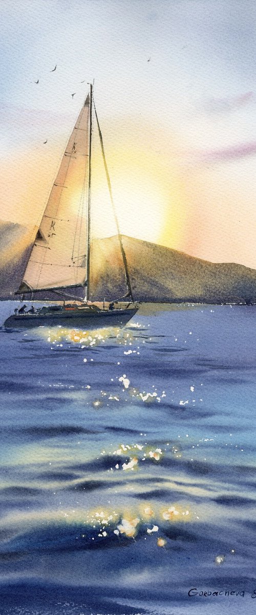 Yacht in the sun #2 by Eugenia Gorbacheva