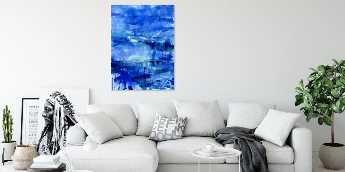 Expressive Watercolour , Blue Permission By Gesa Reuter, 22 X 30, Artwork For Sale On Artfinder
