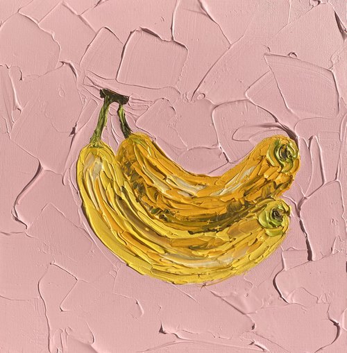 Bananas on pink by Guzaliya Xavier