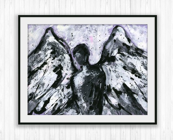 Angel 100 - Large Abstract Mixed Media Spiriual Painting  by Kathy Morton Stanion