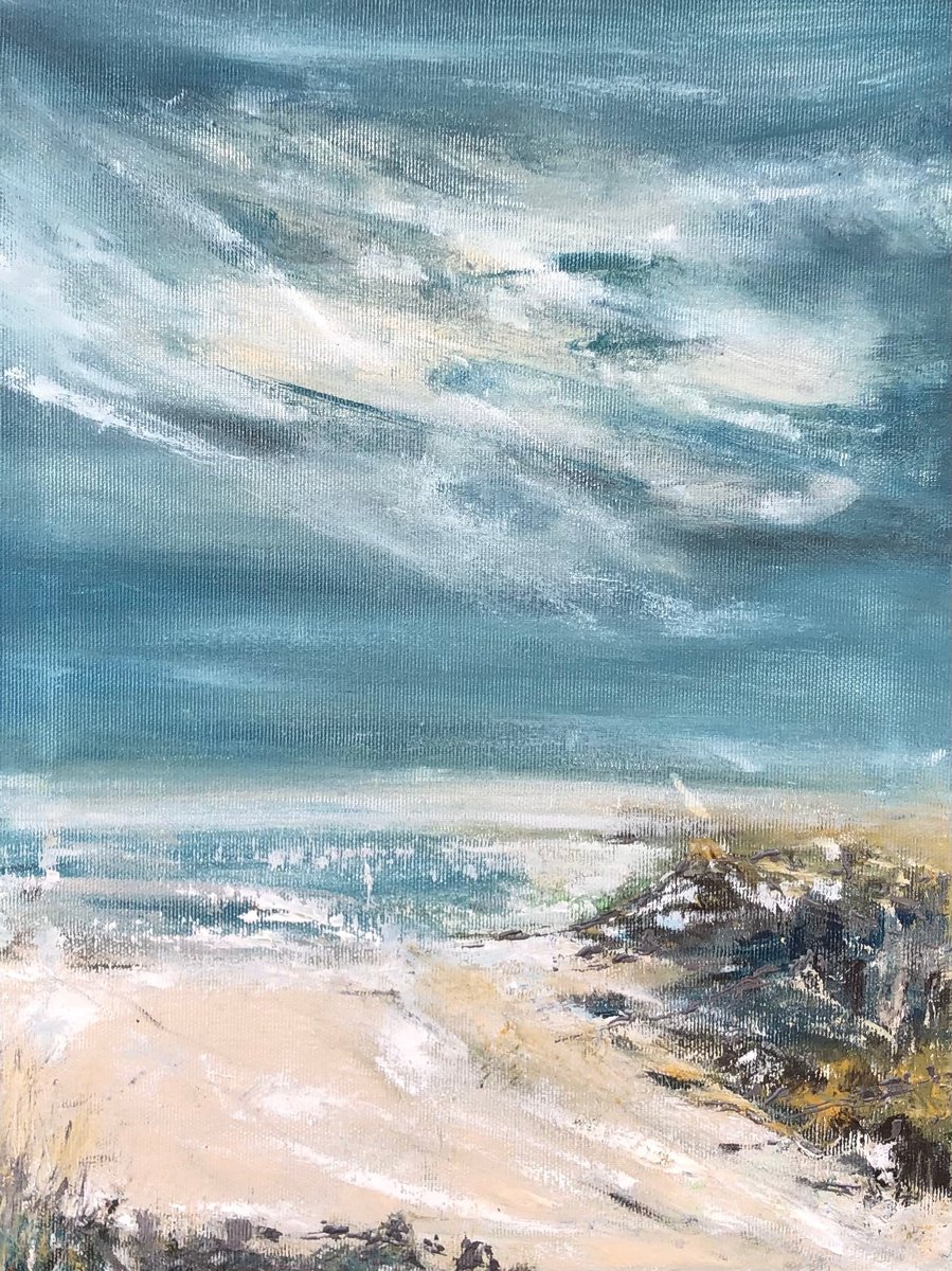 Impressionistic Landscape Oil Painting By Snezana Djordjevic, 11 X 15", The Sea In Your Soul, Original Artwork
