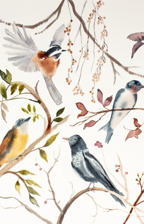 Birds on Branches by Elizabeth Becker