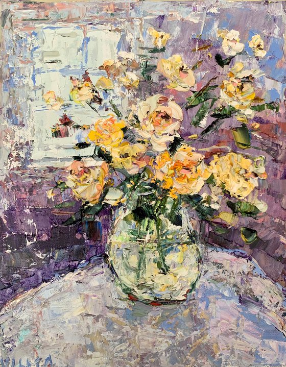 Still life with yellow flowers