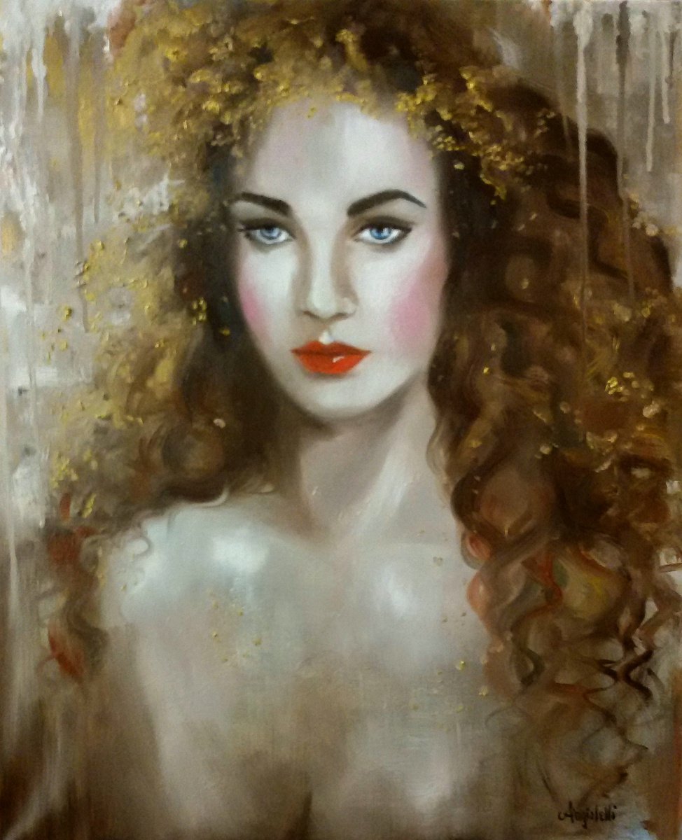Photorealistic Portrait Oil Painting By Anna Rita Angiolelli, 20 X 24, Fairy Dust, Original Artwork