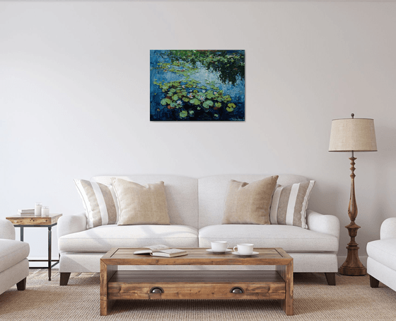 Water Lilies - Impasto Original Oil painting