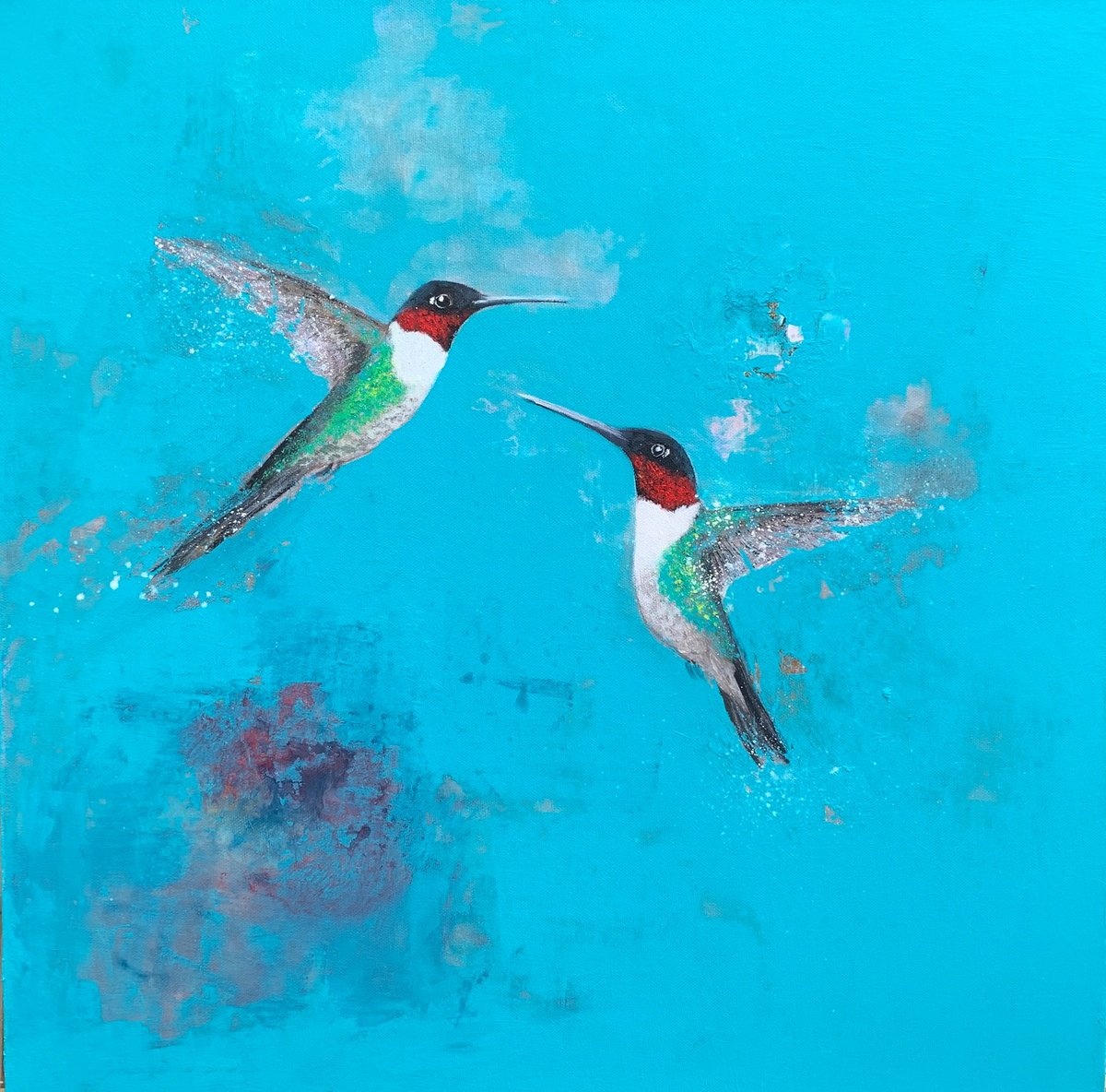 Ruby Throated Hummingbirds by Laure Bury