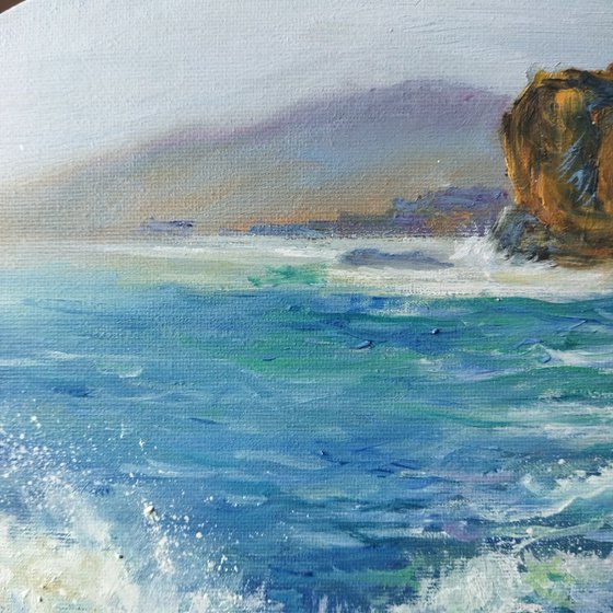 Crashing Waves at the Rocky Shore