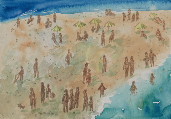 The Sea, People, Beach 2018, aquarelle, one of the study