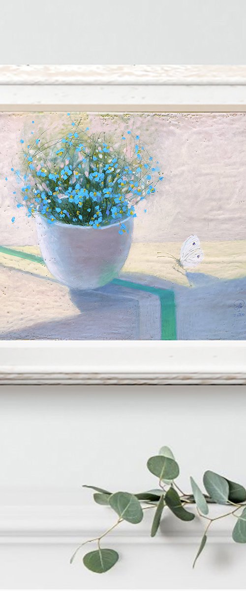 White Butterfly - Original Encaustic Painting by Ayna Paisley