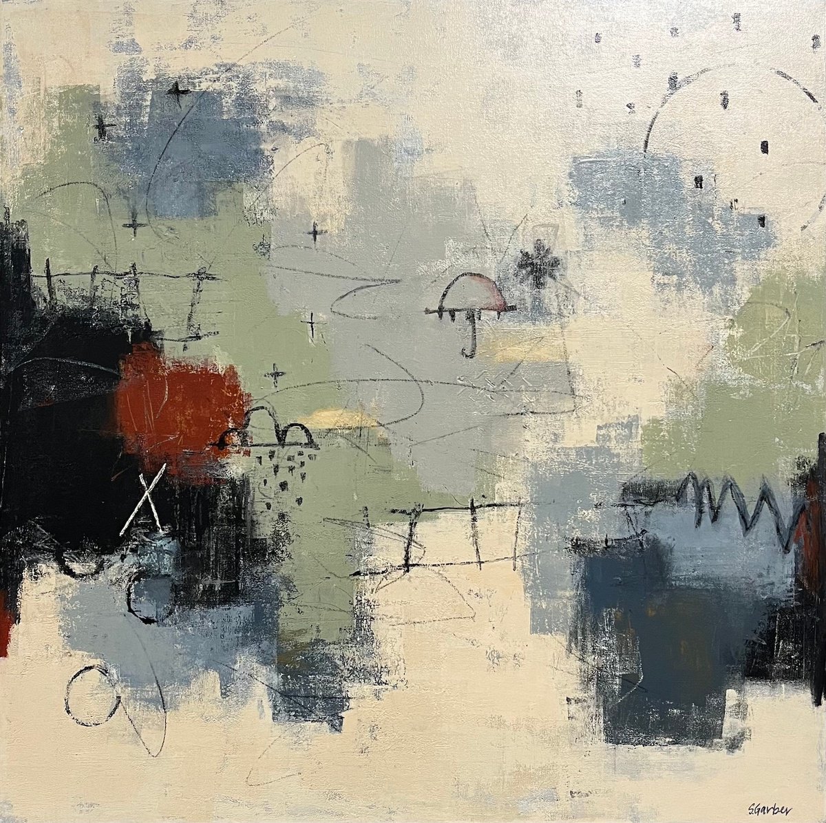 Abstract Landscape Acrylic Painting By Shellie Garber, 36 X 36", Petrichor, Original Artwork