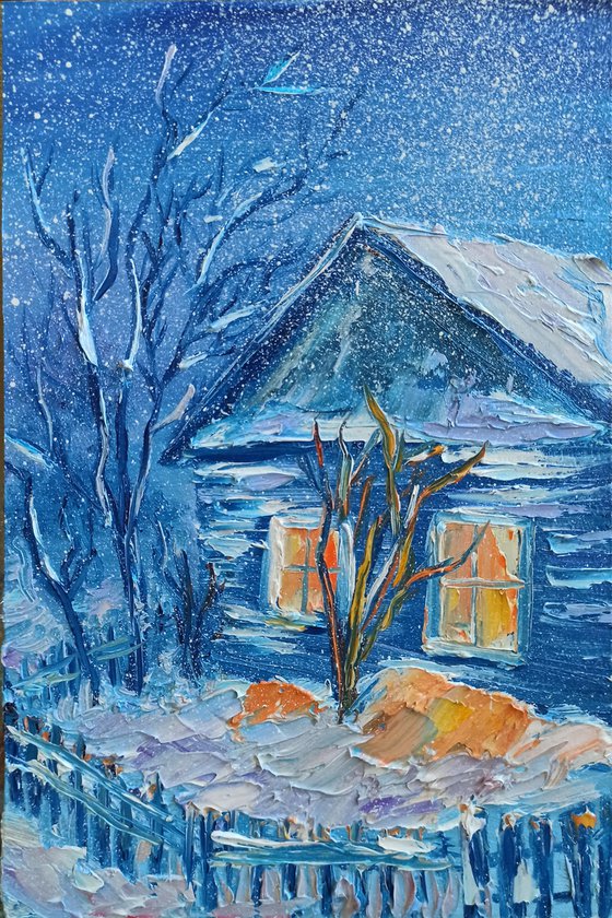 House in the winter night