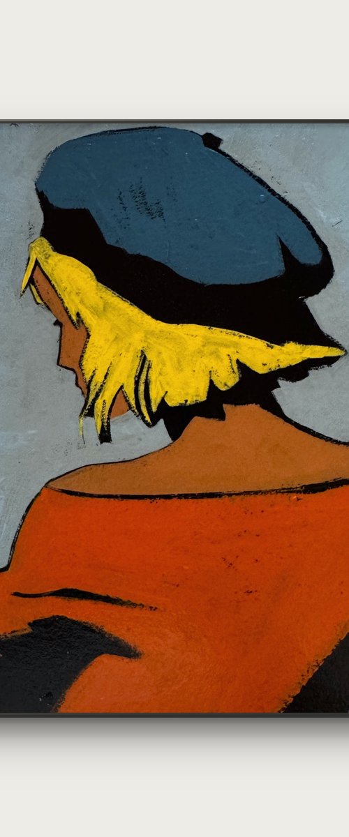 Woman wearing Beret - Acrylic Painting by Daria Baklykova