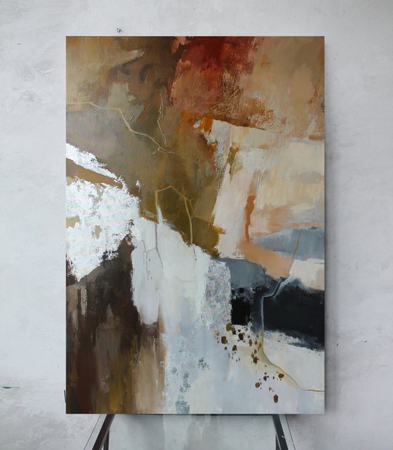 "Impression" Brown silver abstract acrylic