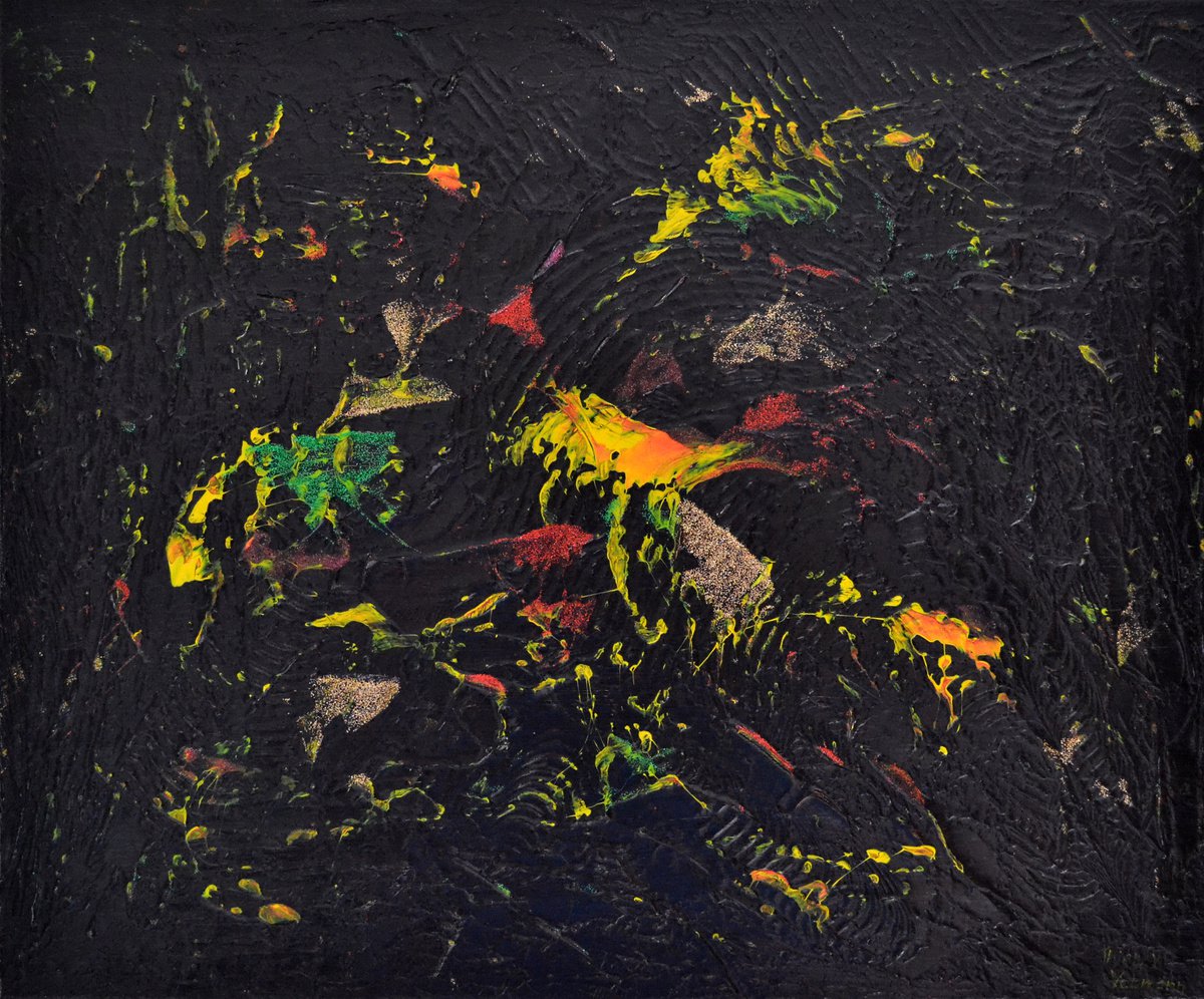 Abstract Acrylic Painting By Thierry Vobmann. Abstract ., 22 X 18", Crazy Night, Original Artwork